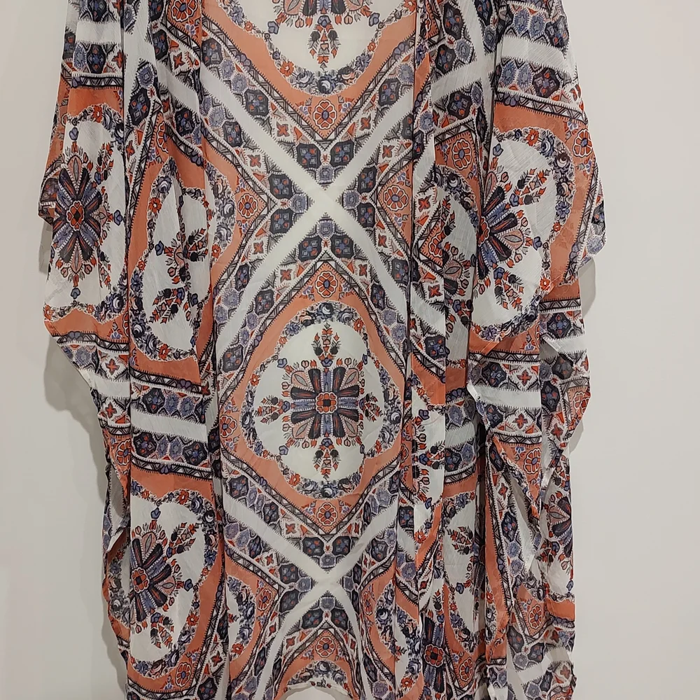 Xhilaration Boho Women's Orange and Blue Pattern Cover Up